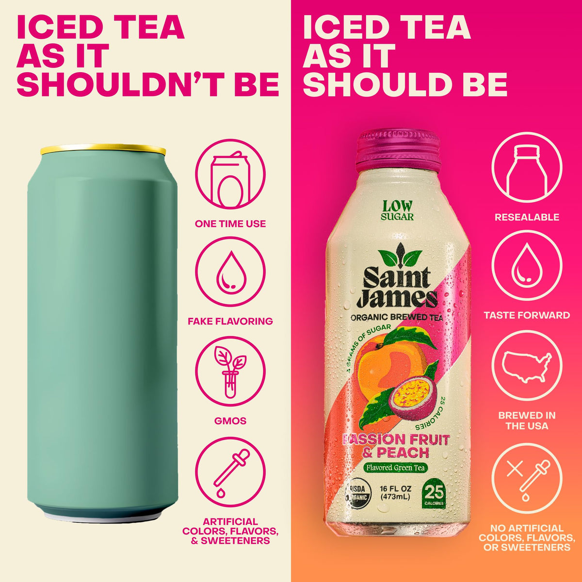 Saint James Iced Tea - Organic Tea, Party Variety Pack, 12 Pack