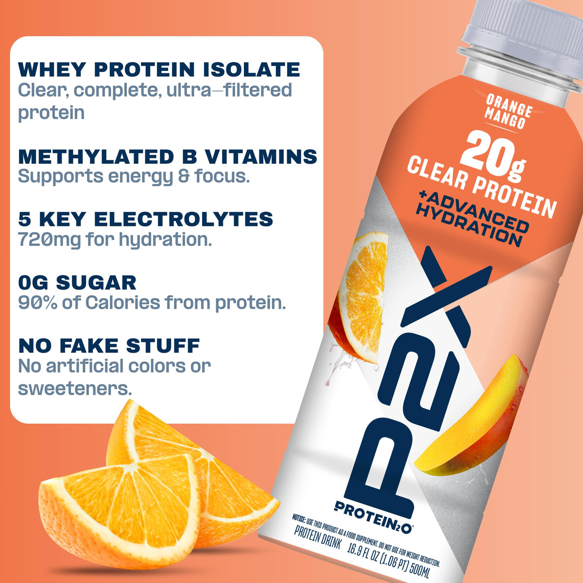 Protein2o P2X Advanced Hydration 20g Clear Protein Drink, 720mg of Electrolytes, 0g of Sugar - Post-Workout Recovery - 16.9 Fl Oz - 12 Count Mixed Berry