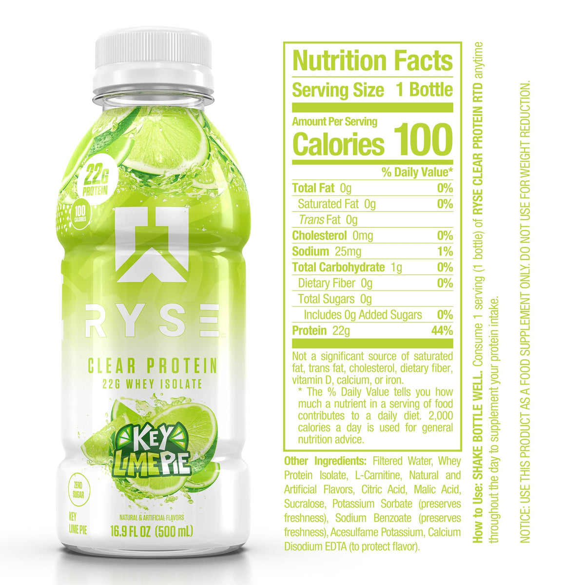 RYSE Clear Protein Drink - Kool-Aid Tropical Punch - 100 Calories, 22g Whey Isolate Protein Shake, Sugar-Free, 0g Fat & Lactose-Free - Refreshing Ready-to-Drink Beverage - 16.9 fl oz Bottles (12-Pack)