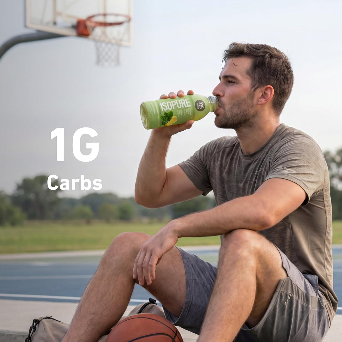 Isopure Zero Carb Clear Protein Drink, Green Tea 12 Count