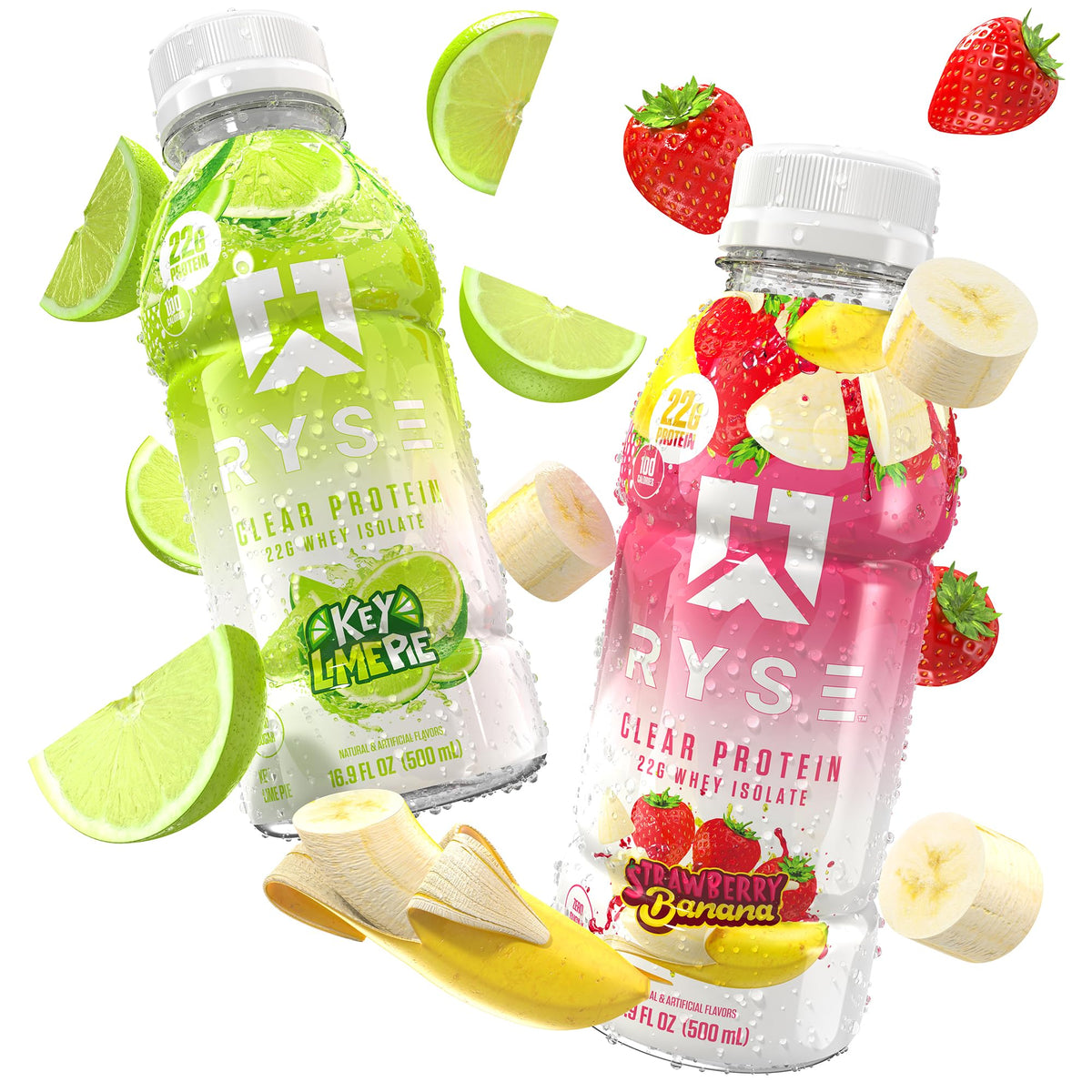 RYSE Clear Protein Drink - Kool-Aid Tropical Punch - 100 Calories, 22g Whey Isolate Protein Shake, Sugar-Free, 0g Fat & Lactose-Free - Refreshing Ready-to-Drink Beverage - 16.9 fl oz Bottles (12-Pack)