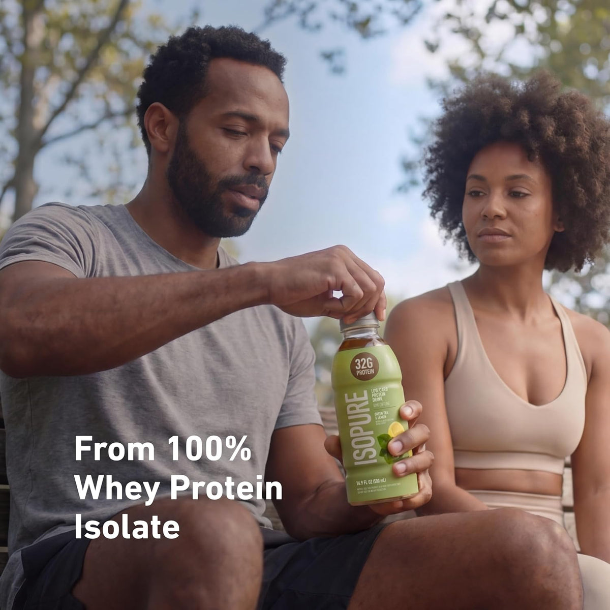 Isopure Zero Carb Clear Protein Drink, Green Tea 12 Count