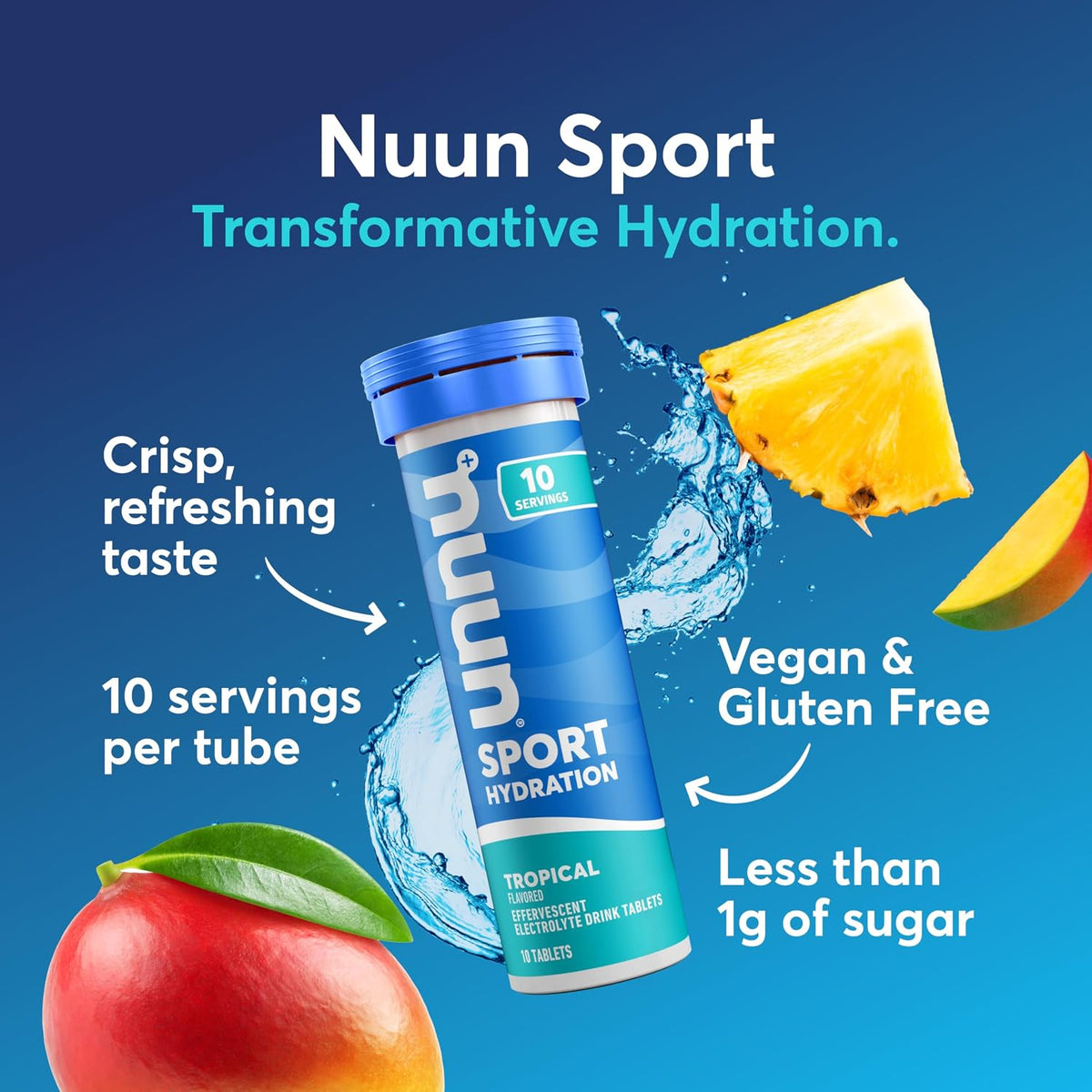 Nuun Sport Electrolyte Tablets with Magnesium, Calcium, Potassium, Chloride & Sodium, Gluten Free & Vegan, Mixed Flavors, 6 Pack (60 Servings Total)