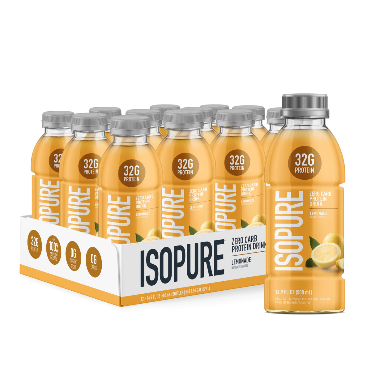 Isopure Zero Carb Clear Protein Drink, Green Tea 12 Count