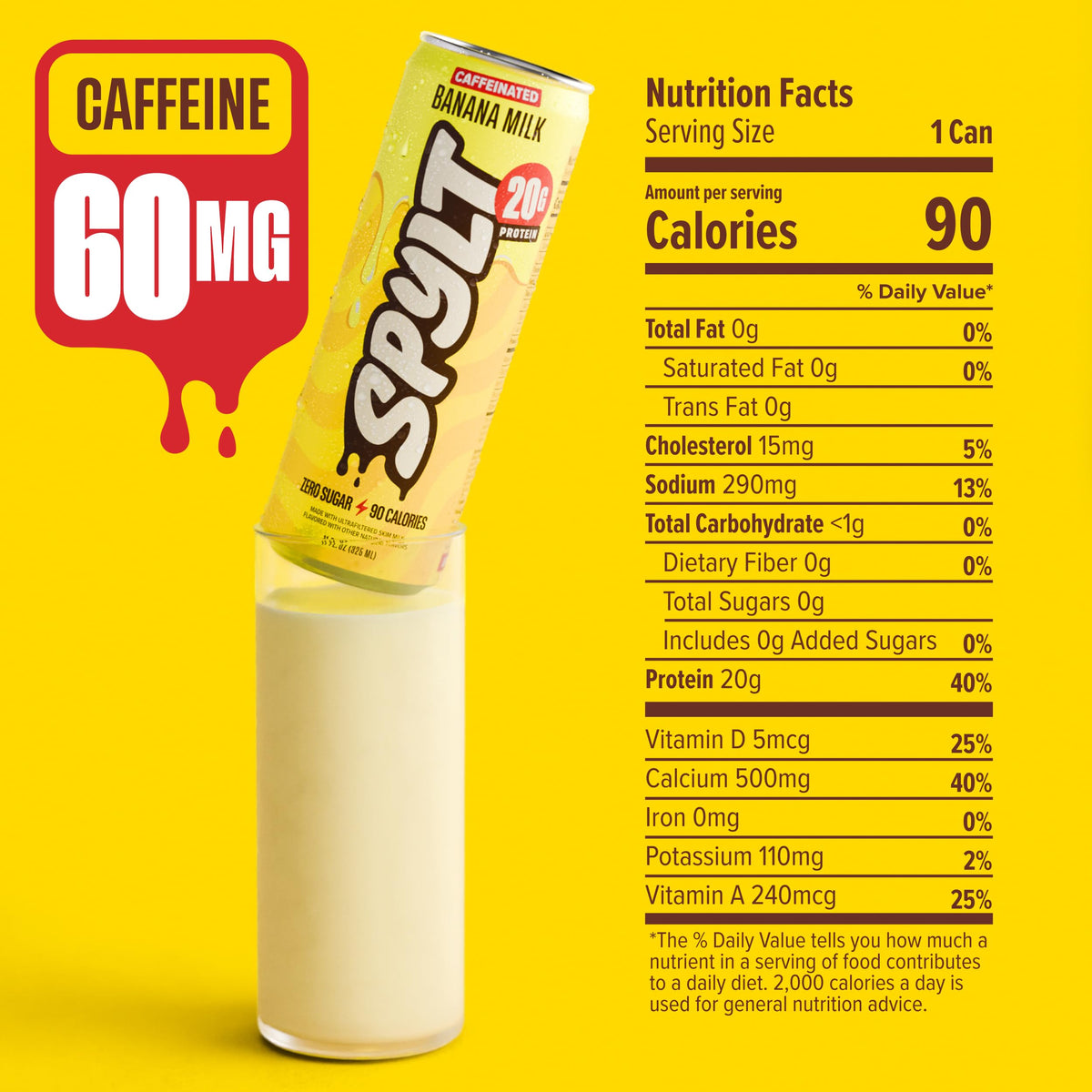 Spylt High Protein Cookies & Cream Milk with 60mg Caffeine & 20g Protein - 90 Calories, Ready to Drink, Sugar Free, Lactose Free Milk, Perfect for Workout Recovery & Afternoon Pick Me Up - 12 Count - Packaging May Vary