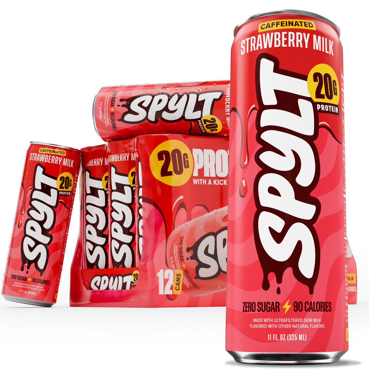 Spylt High Protein Cookies & Cream Milk with 60mg Caffeine & 20g Protein - 90 Calories, Ready to Drink, Sugar Free, Lactose Free Milk, Perfect for Workout Recovery & Afternoon Pick Me Up - 12 Count - Packaging May Vary
