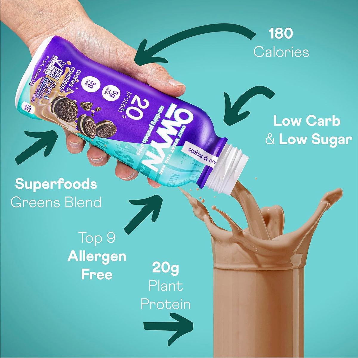OWYN Only What You Need Dark Chocolate Flavored 20g Protein Shake, 12 Ct