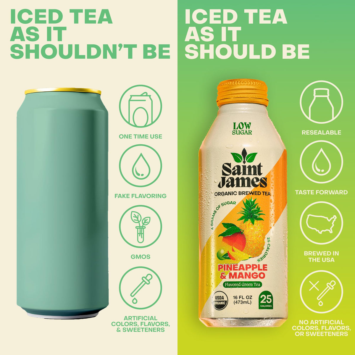 Saint James Iced Tea - Organic Tea, Party Variety Pack, 12 Pack