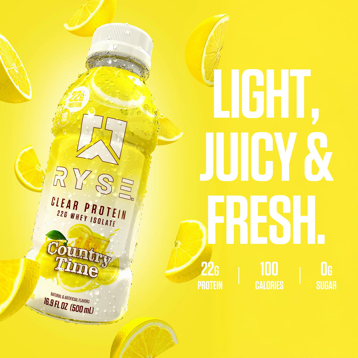 RYSE Clear Protein Drink - Kool-Aid Tropical Punch - 100 Calories, 22g Whey Isolate Protein Shake, Sugar-Free, 0g Fat & Lactose-Free - Refreshing Ready-to-Drink Beverage - 16.9 fl oz Bottles (12-Pack)