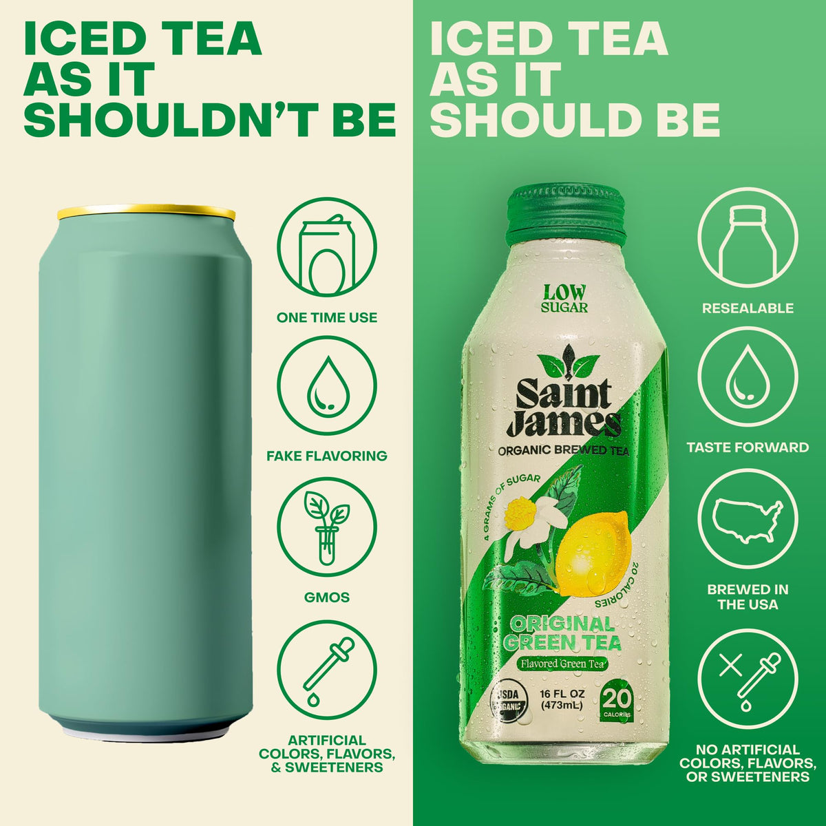 Saint James Iced Tea - Organic Tea, Party Variety Pack, 12 Pack