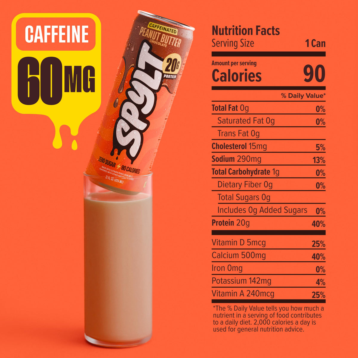 Spylt High Protein Cookies & Cream Milk with 60mg Caffeine & 20g Protein - 90 Calories, Ready to Drink, Sugar Free, Lactose Free Milk, Perfect for Workout Recovery & Afternoon Pick Me Up - 12 Count - Packaging May Vary