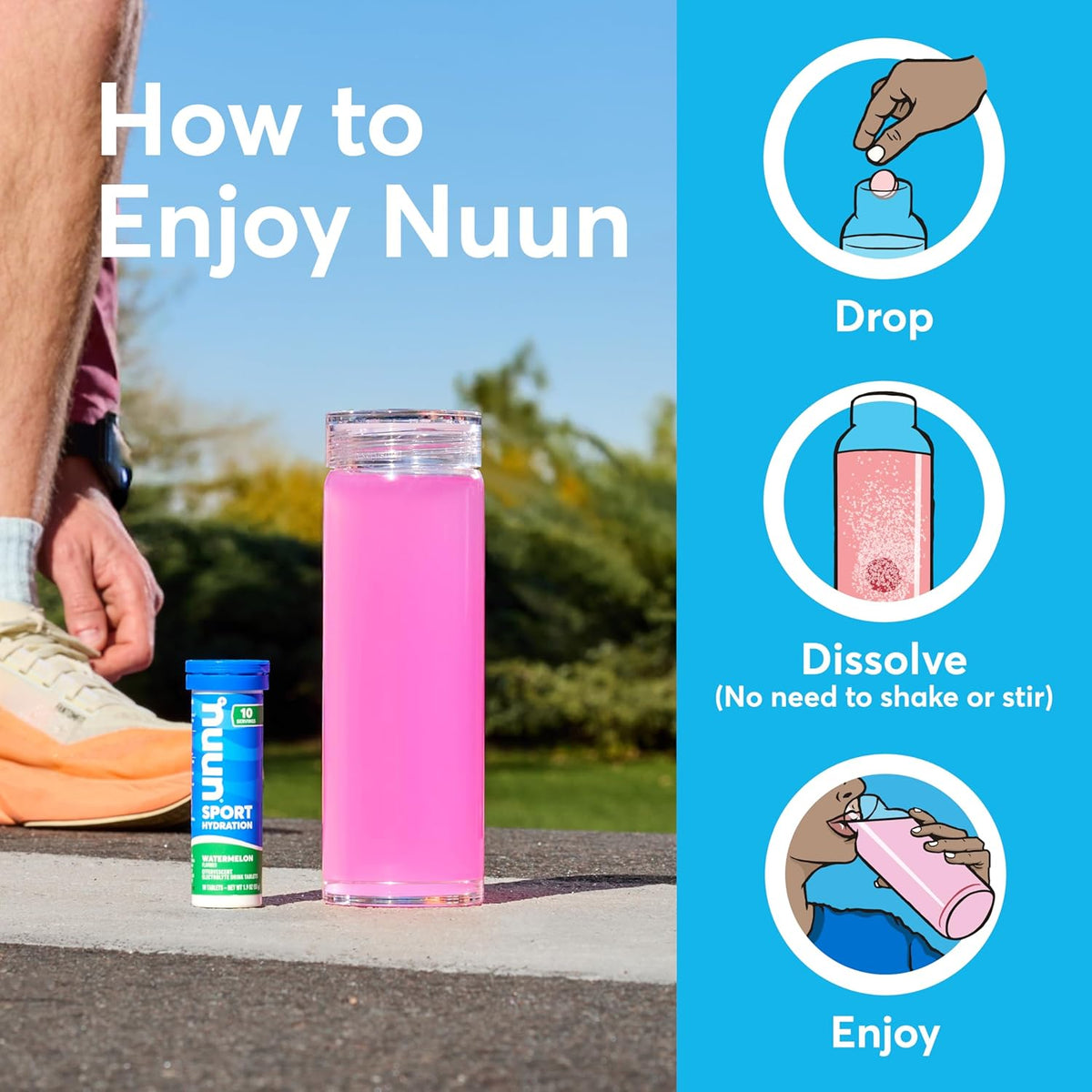 Nuun Sport Electrolyte Tablets with Magnesium, Calcium, Potassium, Chloride & Sodium, Gluten Free & Vegan, Mixed Flavors, 6 Pack (60 Servings Total)