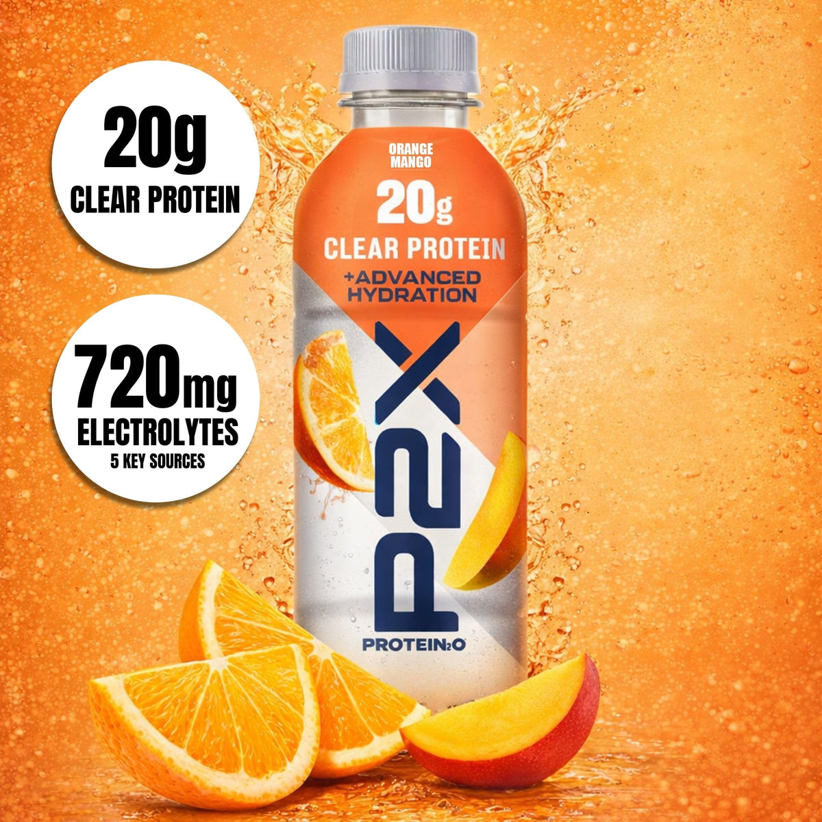 Protein2o P2X Advanced Hydration 20g Clear Protein Drink, 720mg of Electrolytes, 0g of Sugar - Post-Workout Recovery - 16.9 Fl Oz - 12 Count Mixed Berry
