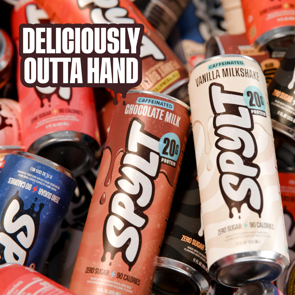Spylt High Protein Cookies & Cream Milk with 60mg Caffeine & 20g Protein - 90 Calories, Ready to Drink, Sugar Free, Lactose Free Milk, Perfect for Workout Recovery & Afternoon Pick Me Up - 12 Count - Packaging May Vary