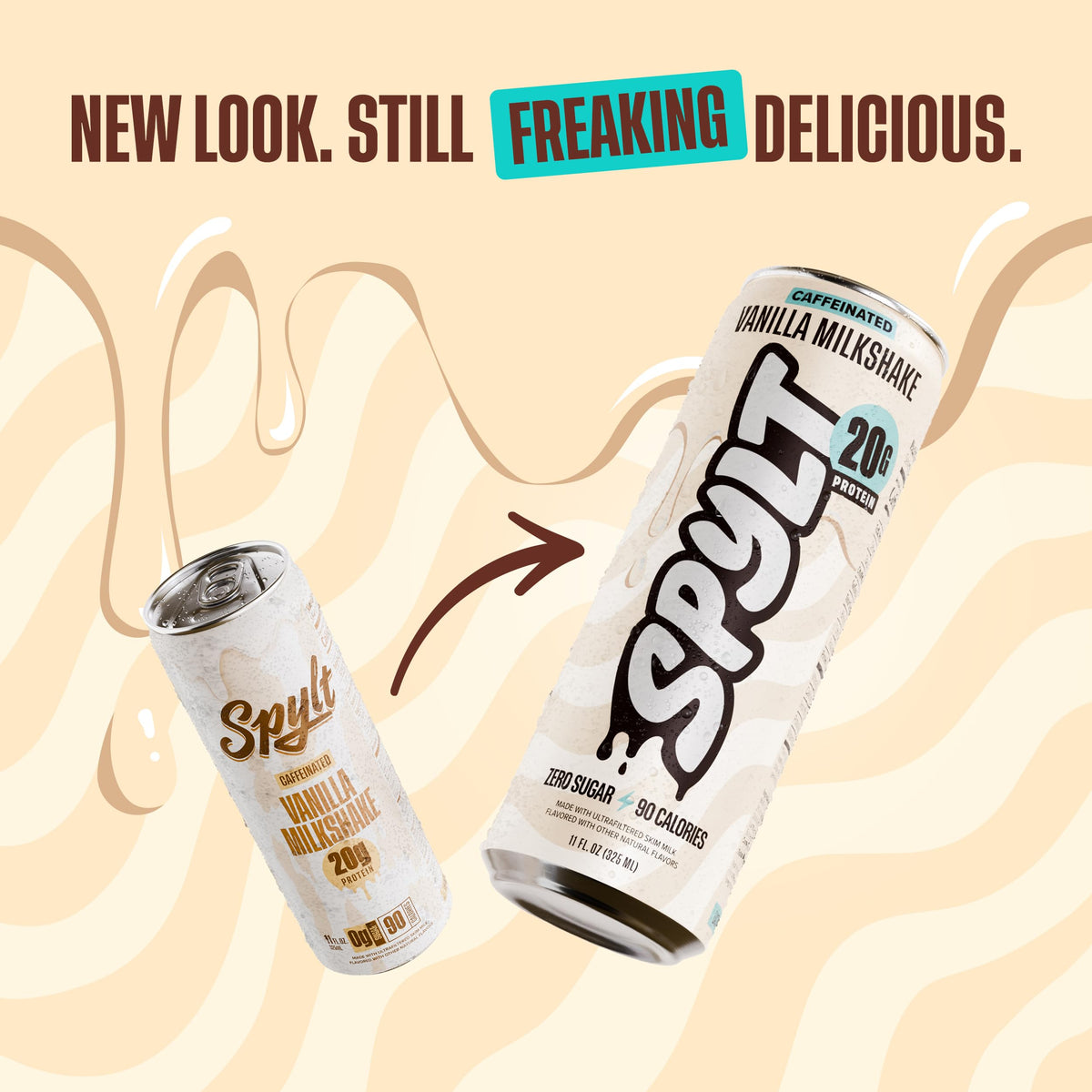 Spylt High Protein Cookies & Cream Milk with 60mg Caffeine & 20g Protein - 90 Calories, Ready to Drink, Sugar Free, Lactose Free Milk, Perfect for Workout Recovery & Afternoon Pick Me Up - 12 Count - Packaging May Vary