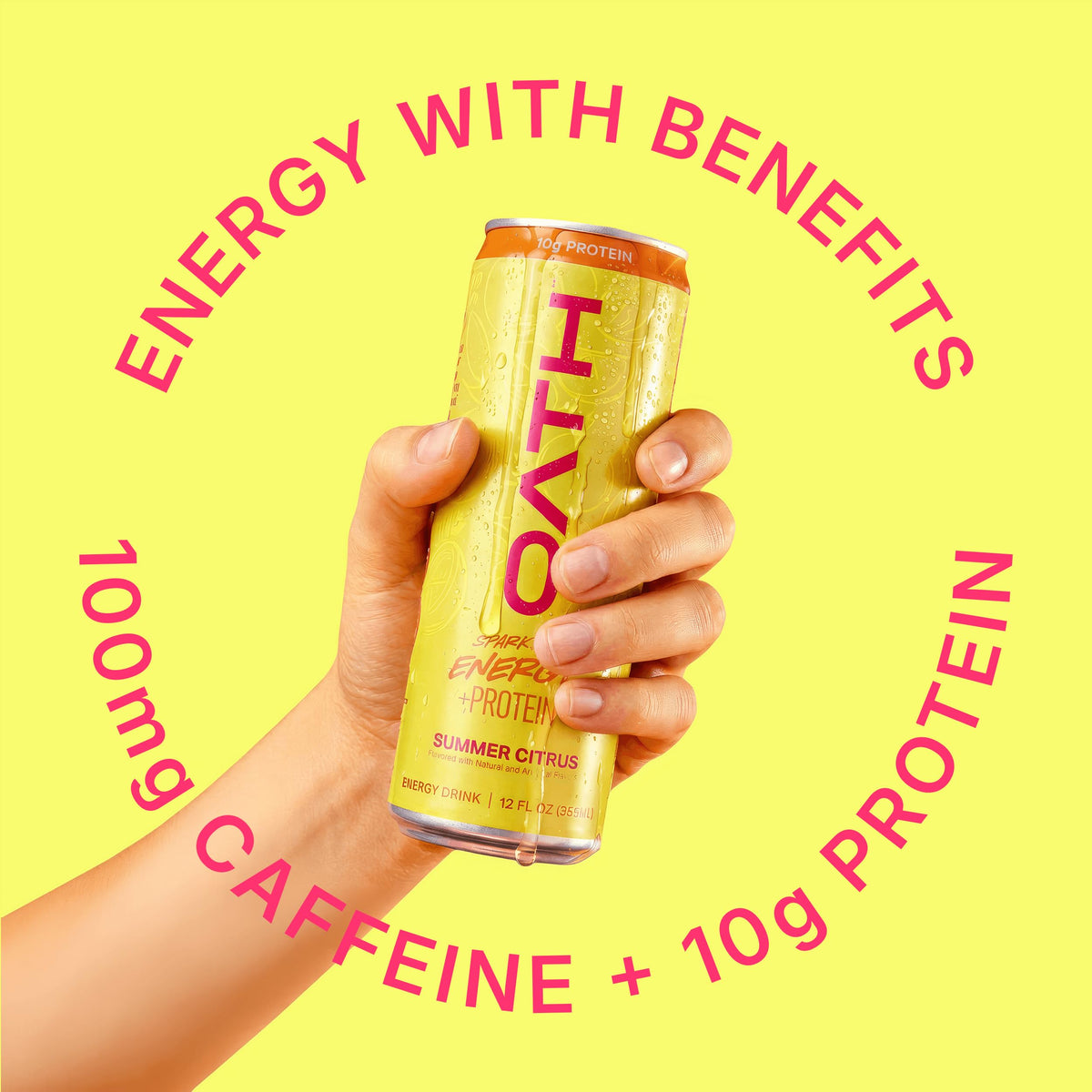 Oath Nutrition Sparkling Energy + Protein Drink, Juicy Peach Flavored, Sugar-Free Energy Drink with 10g of Complete Protein, 100mg of Natural Caffeine, 12 Ounces (12 Pack)
