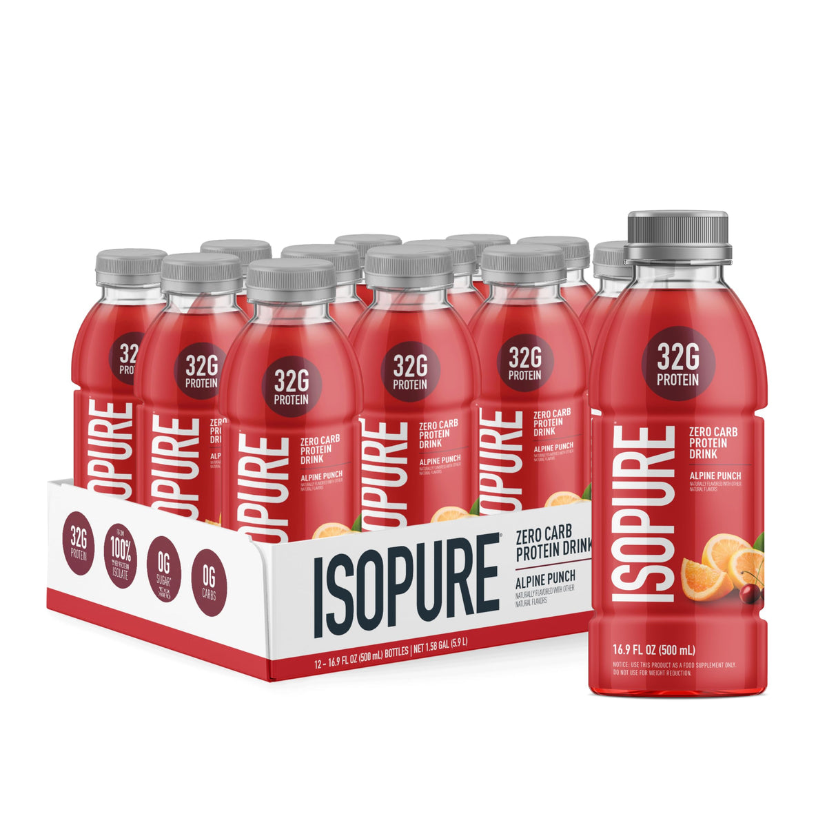 Isopure Zero Carb Clear Protein Drink, Green Tea 12 Count