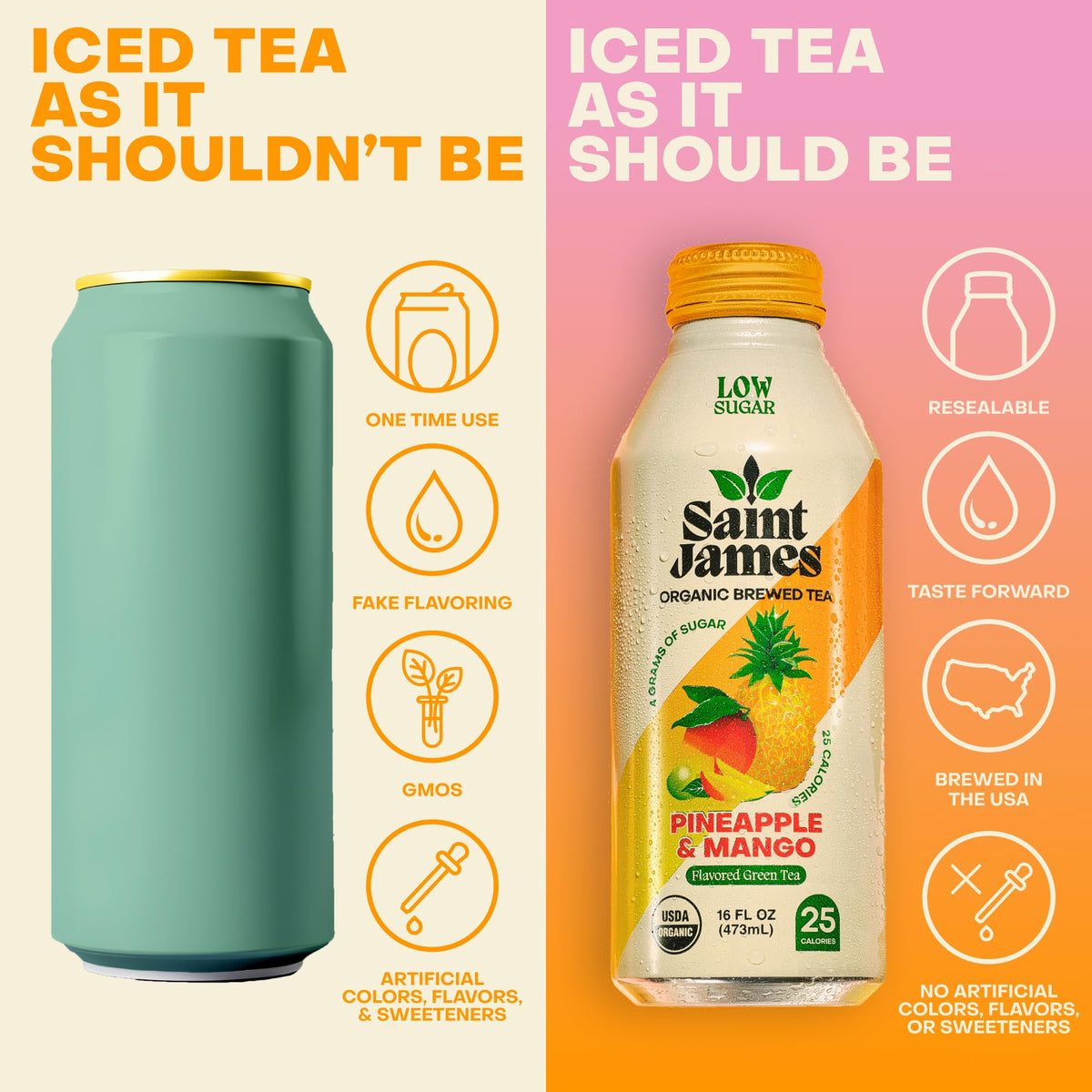 Saint James Iced Tea - Organic Tea, Party Variety Pack, 12 Pack