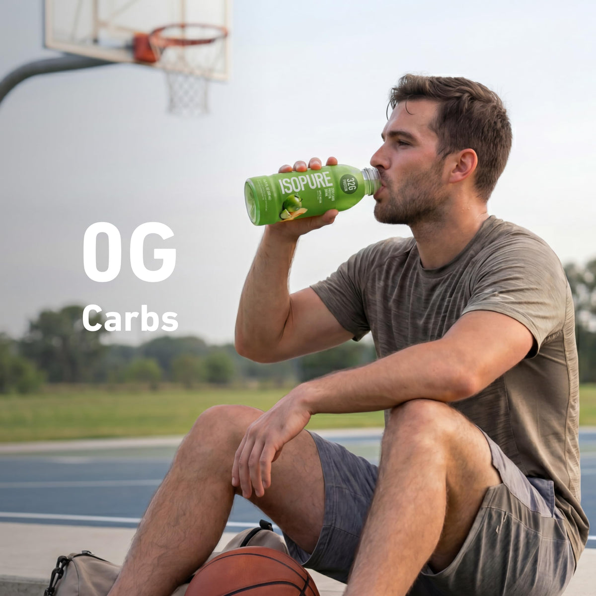 Isopure Zero Carb Clear Protein Drink, Green Tea 12 Count