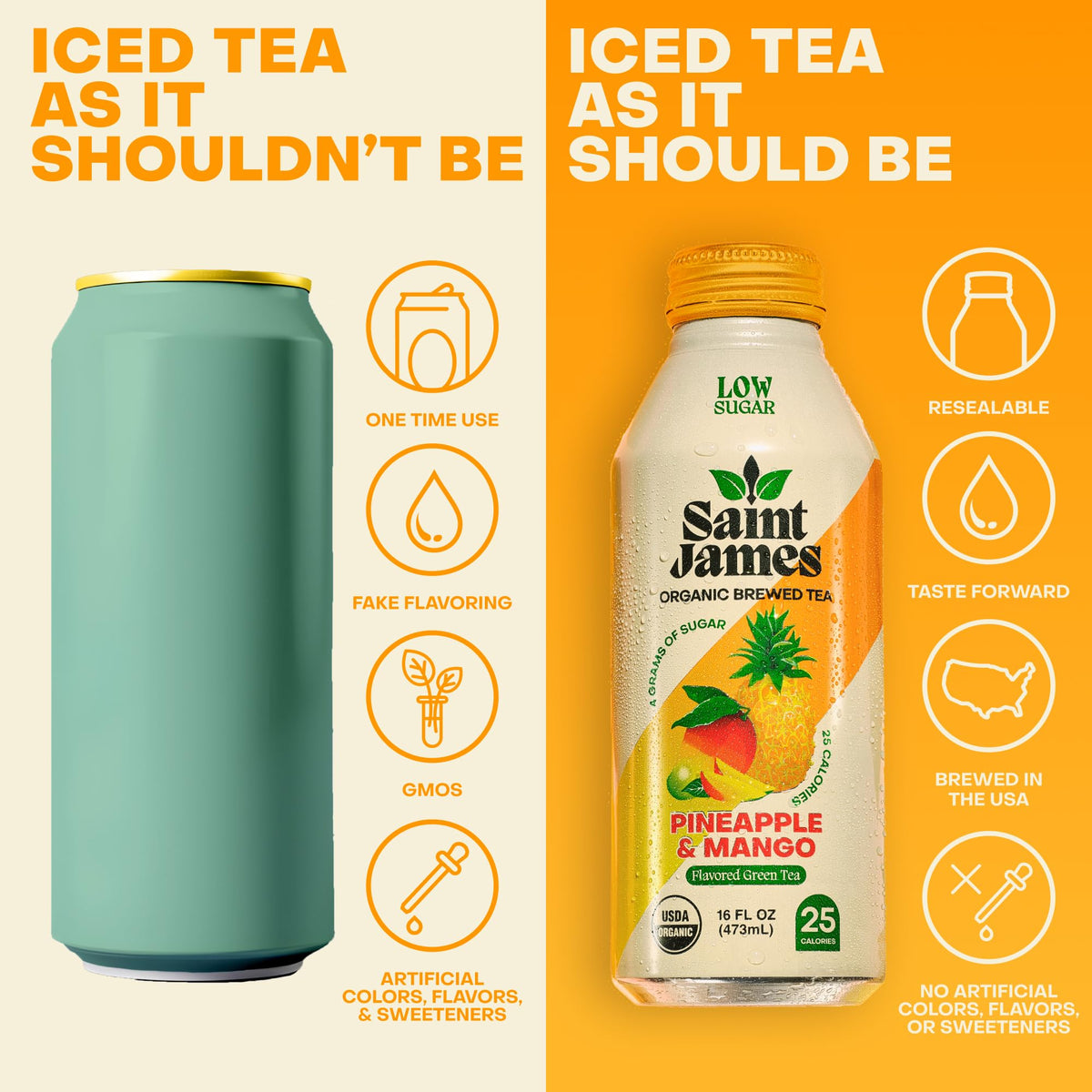 Saint James Iced Tea - Organic Tea, Party Variety Pack, 12 Pack