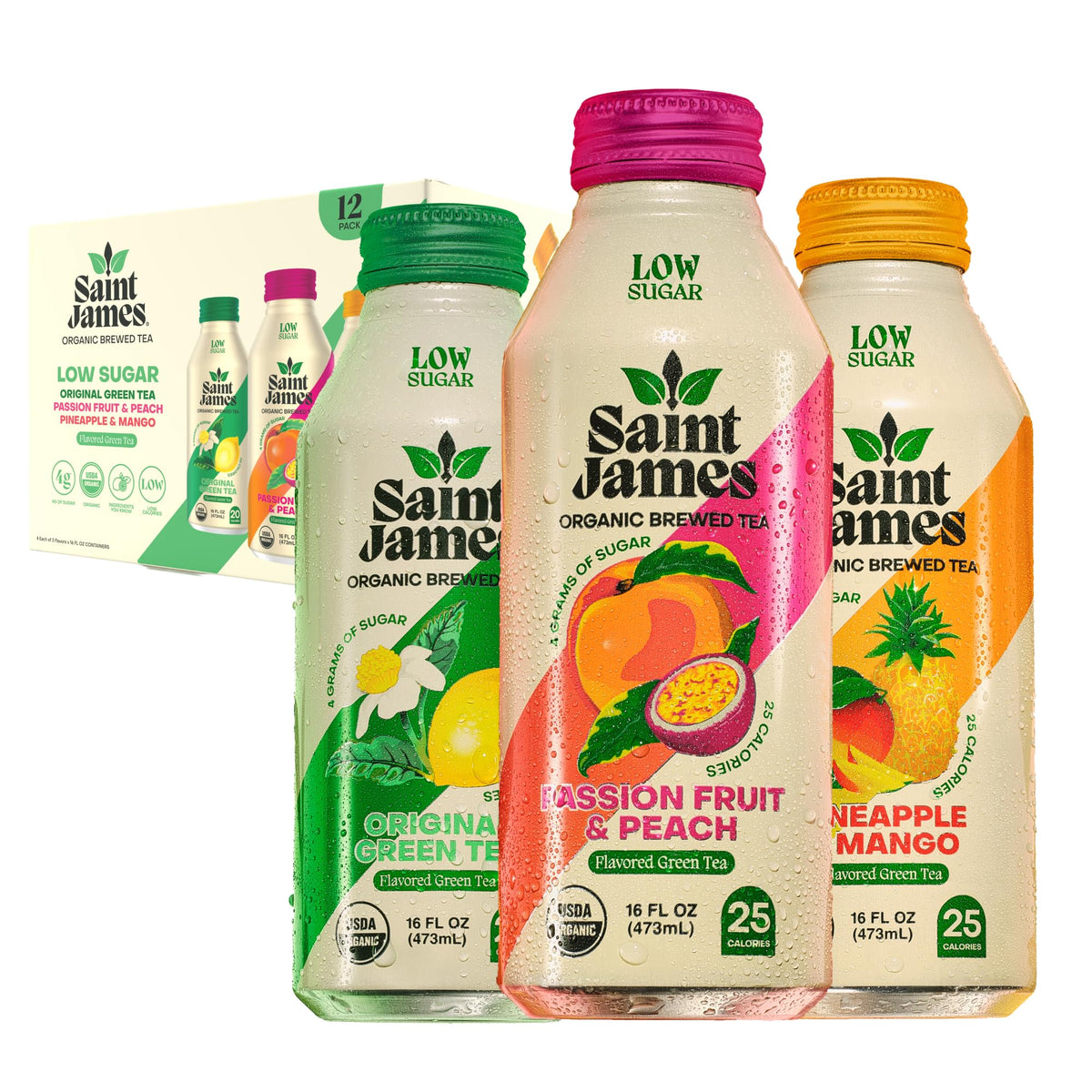 Saint James Iced Tea - Organic Tea, Party Variety Pack, 12 Pack