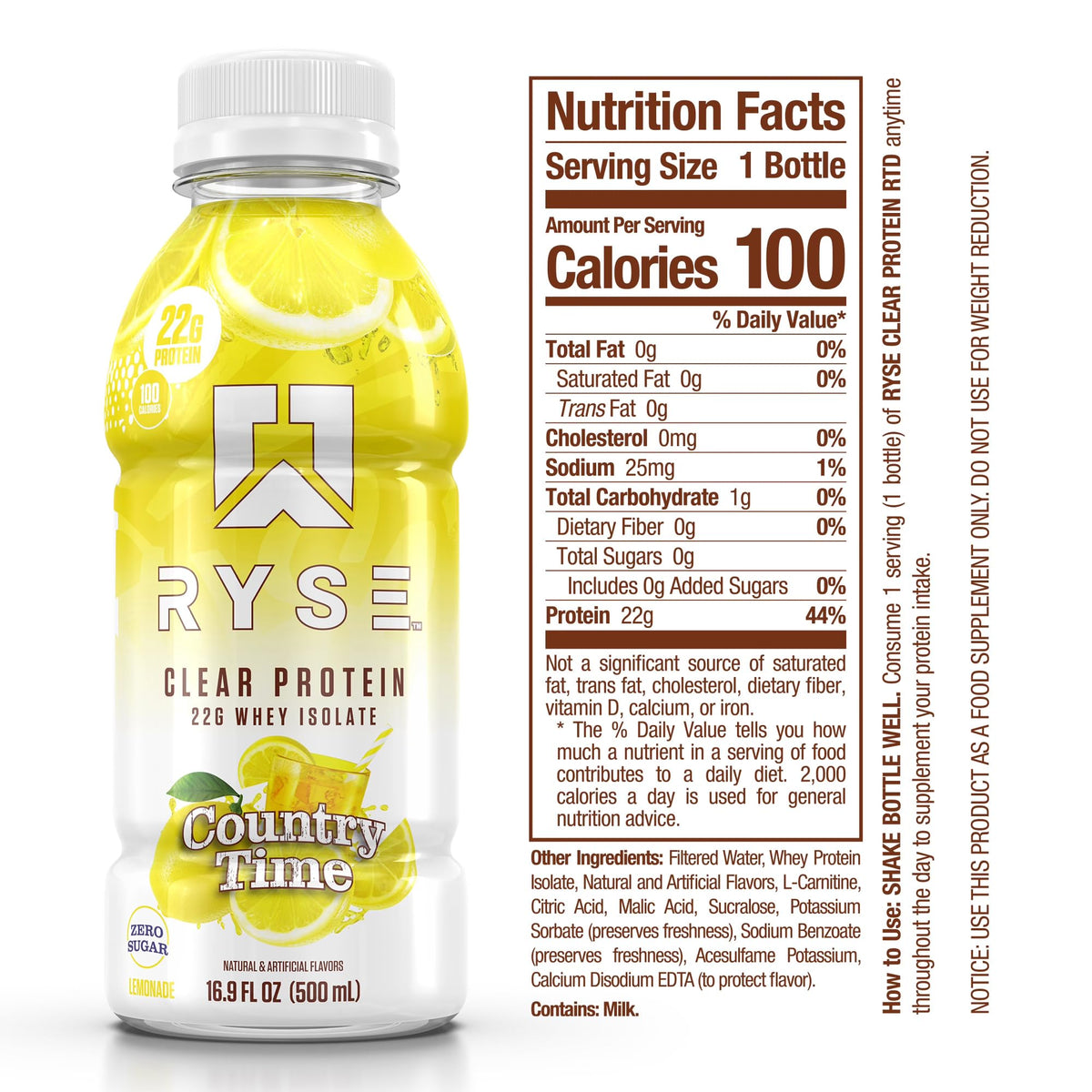 RYSE Clear Protein Drink - Kool-Aid Tropical Punch - 100 Calories, 22g Whey Isolate Protein Shake, Sugar-Free, 0g Fat & Lactose-Free - Refreshing Ready-to-Drink Beverage - 16.9 fl oz Bottles (12-Pack)
