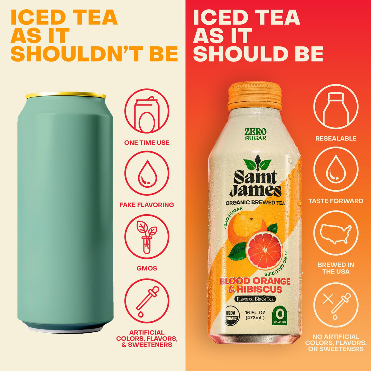 Saint James Iced Tea - Organic Tea, Party Variety Pack, 12 Pack