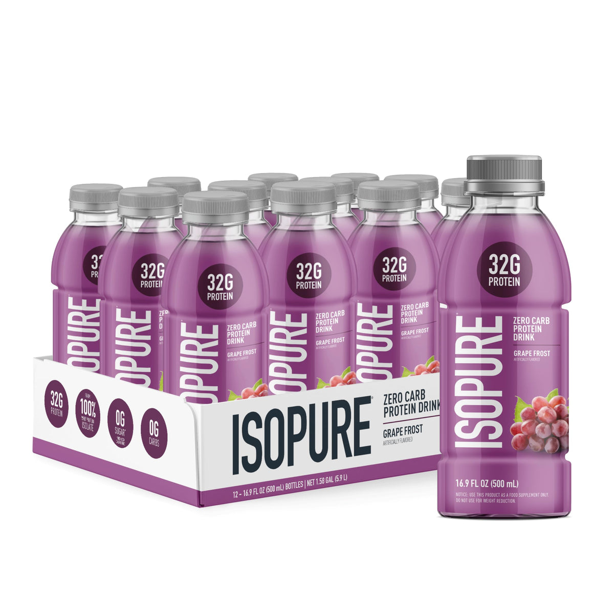 Isopure Zero Carb Clear Protein Drink, Green Tea 12 Count