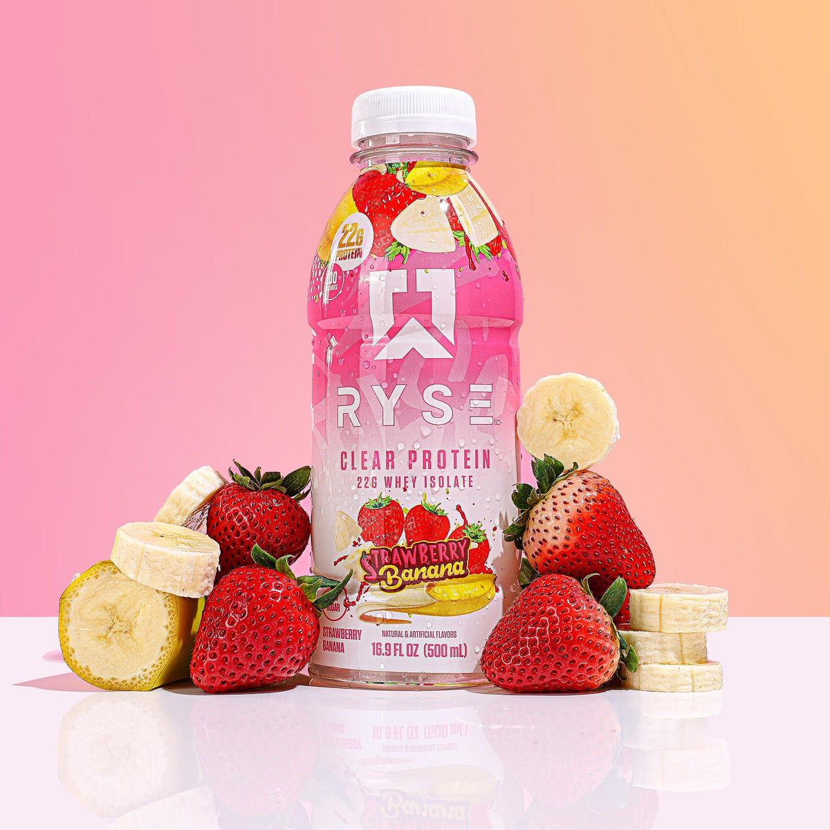 RYSE Clear Protein Drink - Kool-Aid Tropical Punch - 100 Calories, 22g Whey Isolate Protein Shake, Sugar-Free, 0g Fat & Lactose-Free - Refreshing Ready-to-Drink Beverage - 16.9 fl oz Bottles (12-Pack)