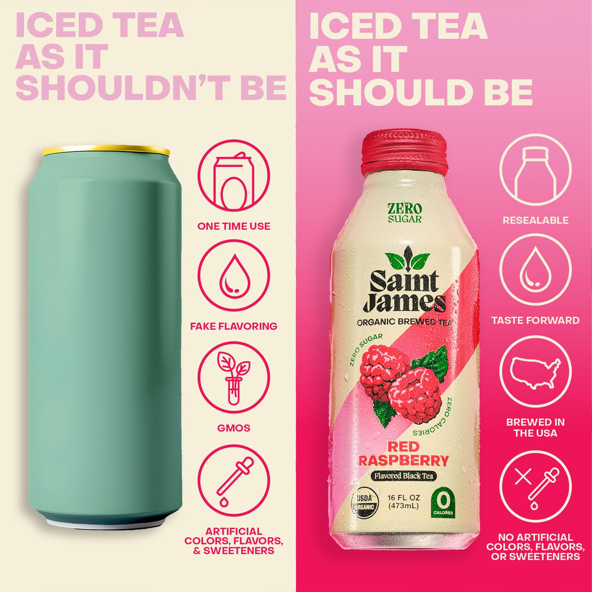 Saint James Iced Tea - Organic Tea, Party Variety Pack, 12 Pack