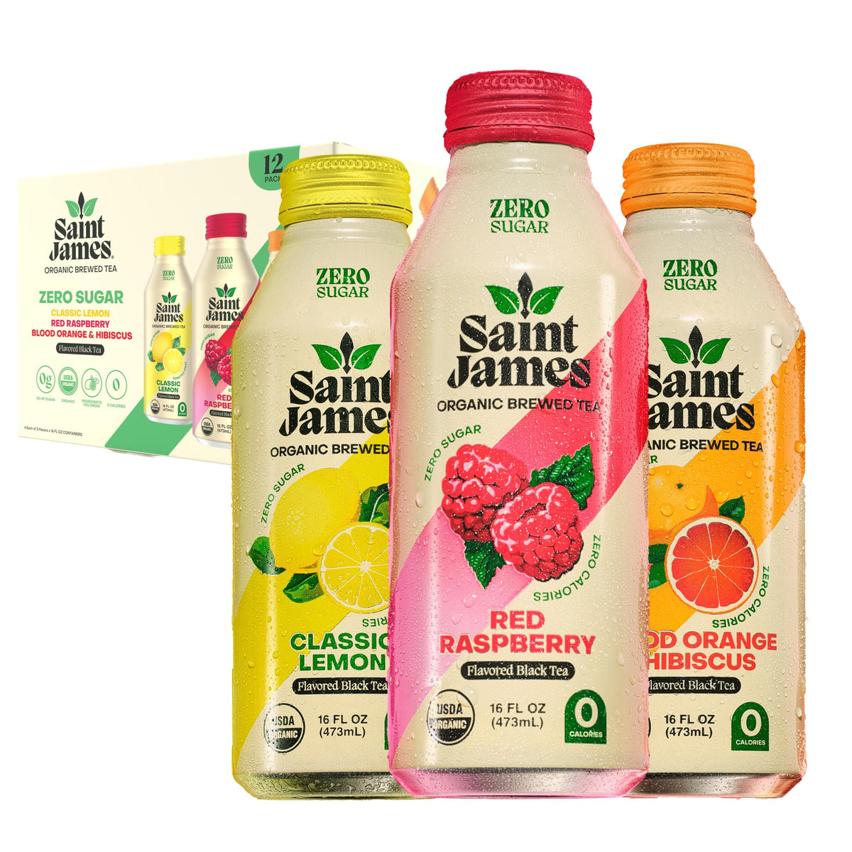 Saint James Iced Tea - Organic Tea, Party Variety Pack, 12 Pack
