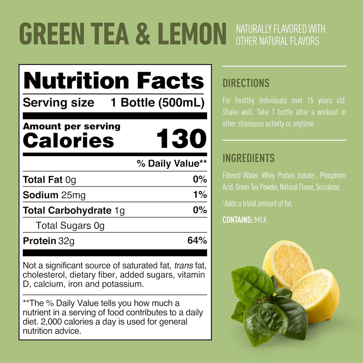 Isopure Zero Carb Clear Protein Drink, Green Tea 12 Count