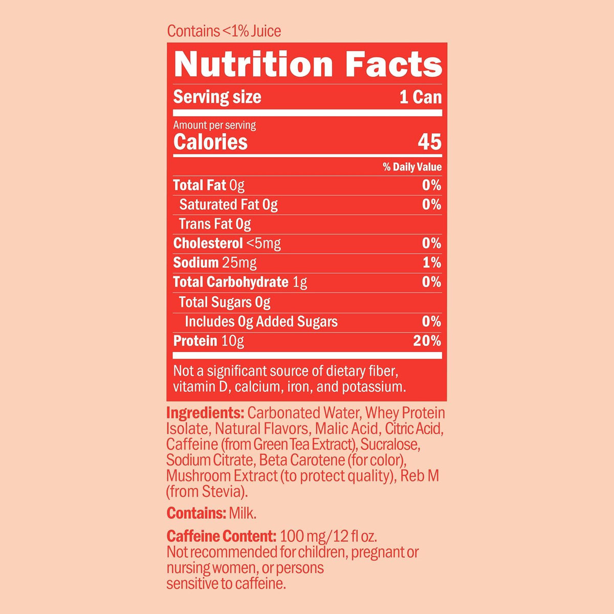 Oath Nutrition Sparkling Energy + Protein Drink, Juicy Peach Flavored, Sugar-Free Energy Drink with 10g of Complete Protein, 100mg of Natural Caffeine, 12 Ounces (12 Pack)