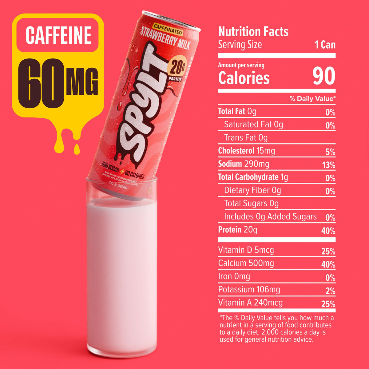 Spylt High Protein Cookies & Cream Milk with 60mg Caffeine & 20g Protein - 90 Calories, Ready to Drink, Sugar Free, Lactose Free Milk, Perfect for Workout Recovery & Afternoon Pick Me Up - 12 Count - Packaging May Vary