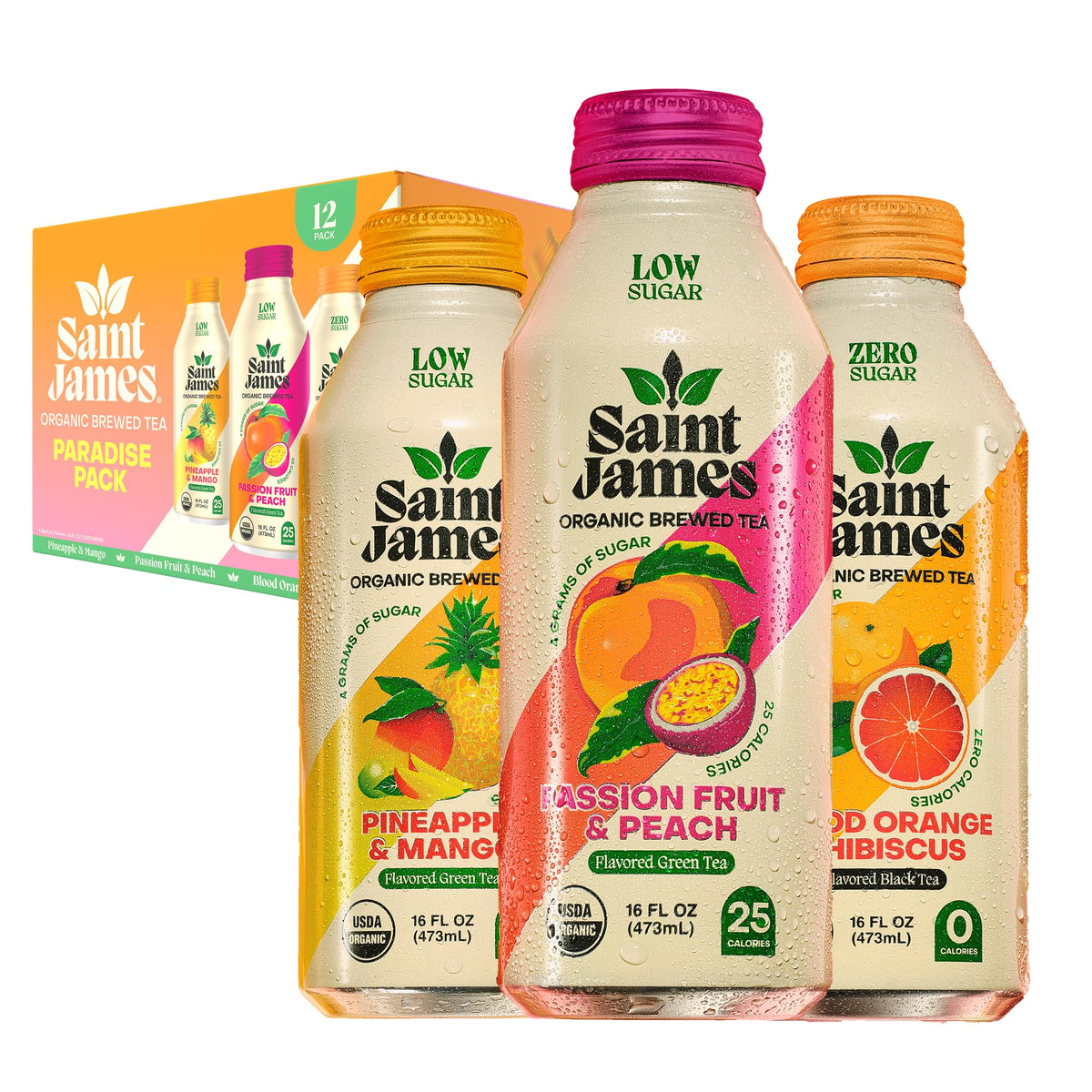 Saint James Iced Tea - Organic Tea, Party Variety Pack, 12 Pack
