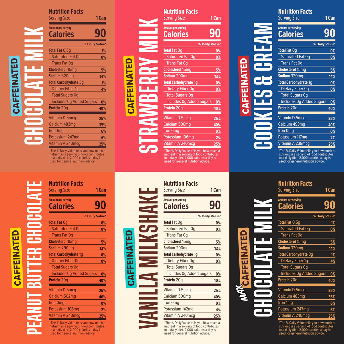 Spylt High Protein Cookies & Cream Milk with 60mg Caffeine & 20g Protein - 90 Calories, Ready to Drink, Sugar Free, Lactose Free Milk, Perfect for Workout Recovery & Afternoon Pick Me Up - 12 Count - Packaging May Vary